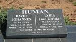 HUMAN David Johannes 1927-1990 & Lydia GERICKE 1927-2006
