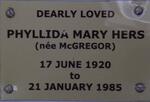 HERS Phyllida Mary nee McGREGOR 1920-1985