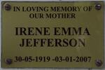 JEFFERSON Irene Emma 1919-2007