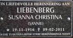 LIEBENBERG Susanna Christina 1916-2011