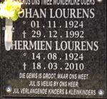 LOURENS Johan 1924-1992 & Hermien 1924-2010