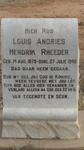 RHEEDER Louis Andries Hendrik 1879-1945