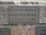 MATTICKS Hilda Lucilda 1929-2010