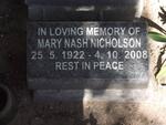 NICHOLSON Mary Nash 1922-2008