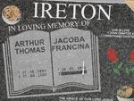 IRETON Arthur Thomas 1931-2003 & Jacoba Francina 1934-