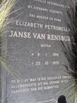 RENSBURG Elizabeth Petronella, Janse van nee  BOTHA 1916-1979