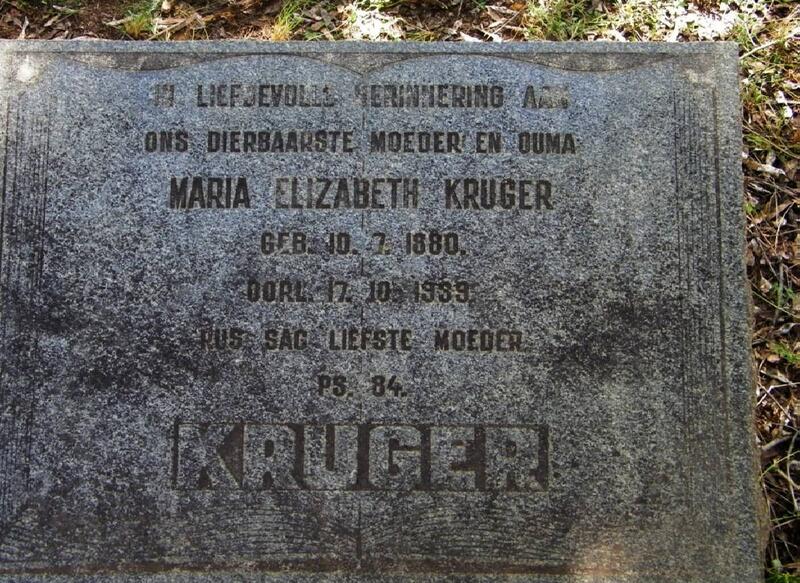 KRUGER Maria Elizabeth 1880-1939