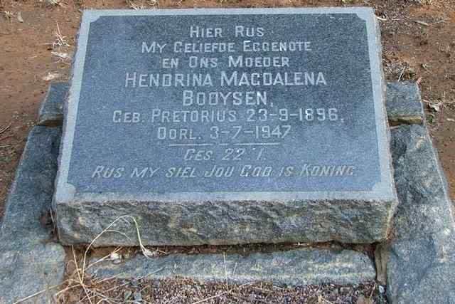BOOYSEN Hendrina Magdalena nee PRETORIUS 1896-1947