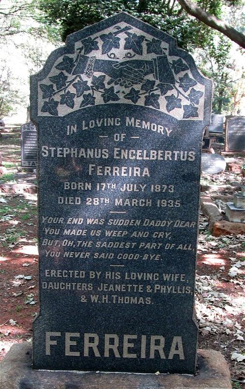 FERREIRA Stephanus Engelbertus 1873-1935