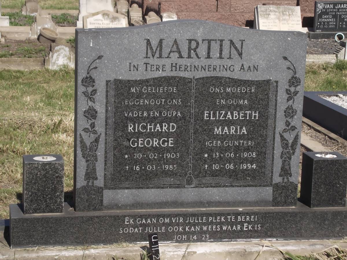 MARTIN Richard George 1903-1985 & Elizabeth Maria GUNTER 1908-1994
