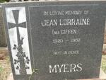 MYERS Jean Lorraine nee GIFFEN 1920-1957