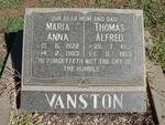 VANSTON Thomas Alfred 1901-1983 & Maria Anna 1922-1983