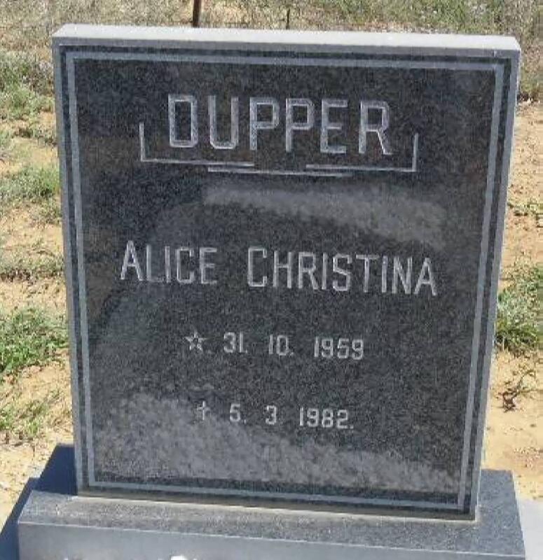 DUPPER Alice Christina 1959-1982