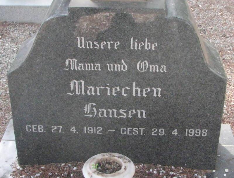 HANSEN Mariechen 1912-1998