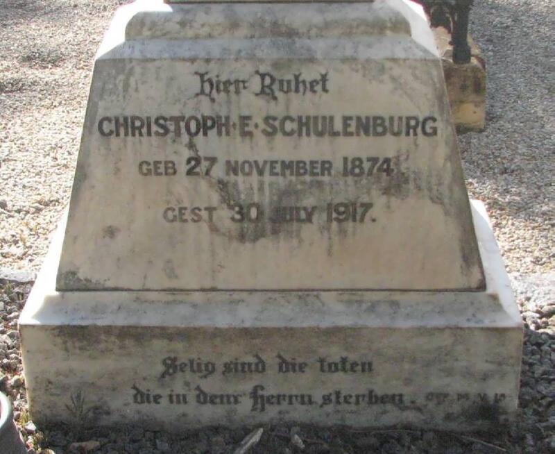 SCHULENBURG Christoph E. 1874-1917