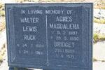 RUCK Walter Lewis 1884-19?6 & Agnes Magdalena 1907-1990 :: RUCK Bridget -1971