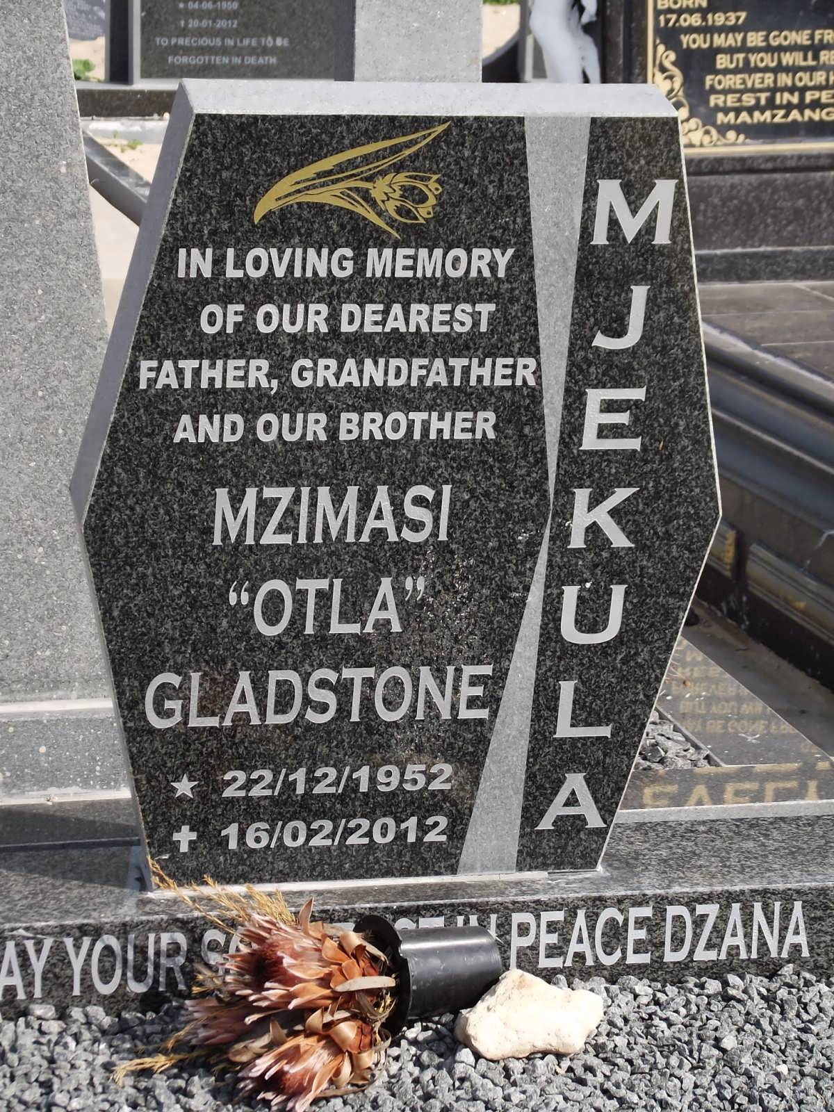 MJEKULA Mzimasi Gladstone 1952-2012