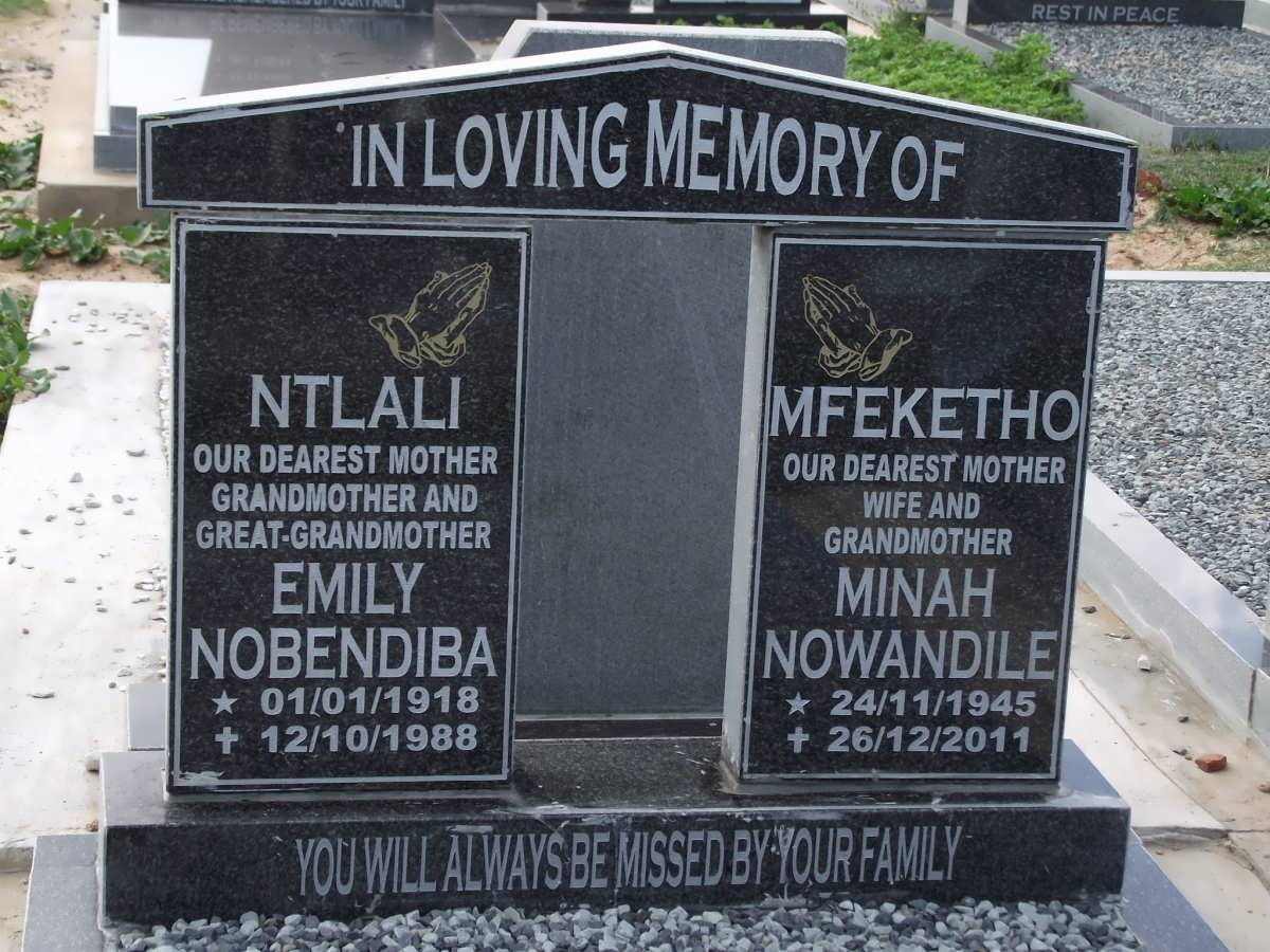 NTLALI Emily Nobendiba 1918-1988 :: MFEKETHO Minah Nowandile 1945-2011