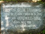 LEONARD Bertha Cecil 1874-1918 :: LEONARD Berthold Cecil 1918-1918