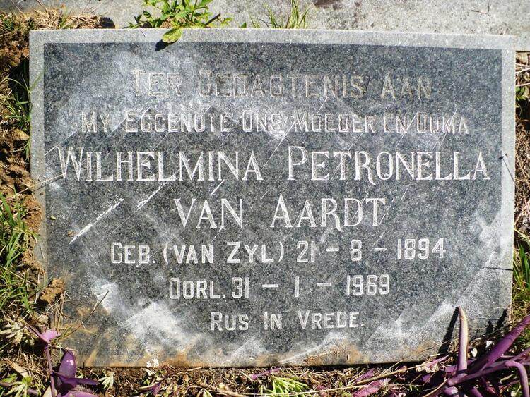 AARDT Wilhelmina Petronella, van nee VAN ZYL 1894-1969
