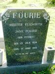 FOURIE Hester Elizabeth Jane nee FITCHET 1934-1989