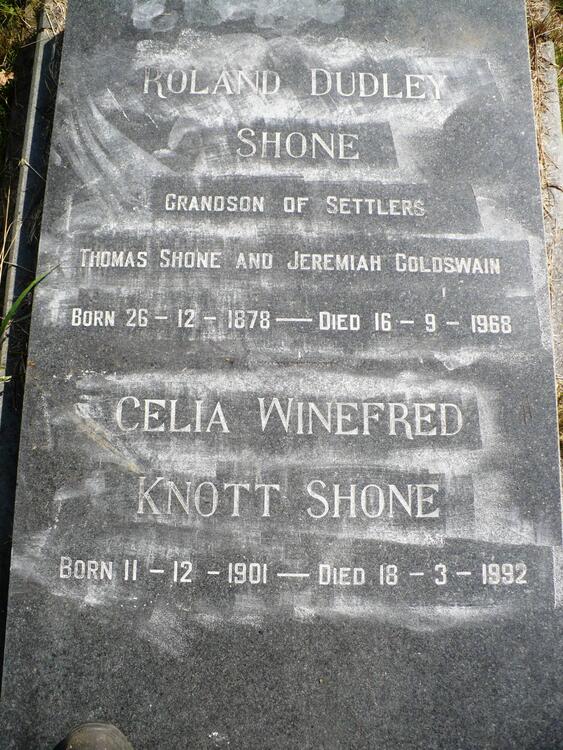 SHONE Roland Dudley 1878-1968 & Celia Winefred Knott 1901-1992