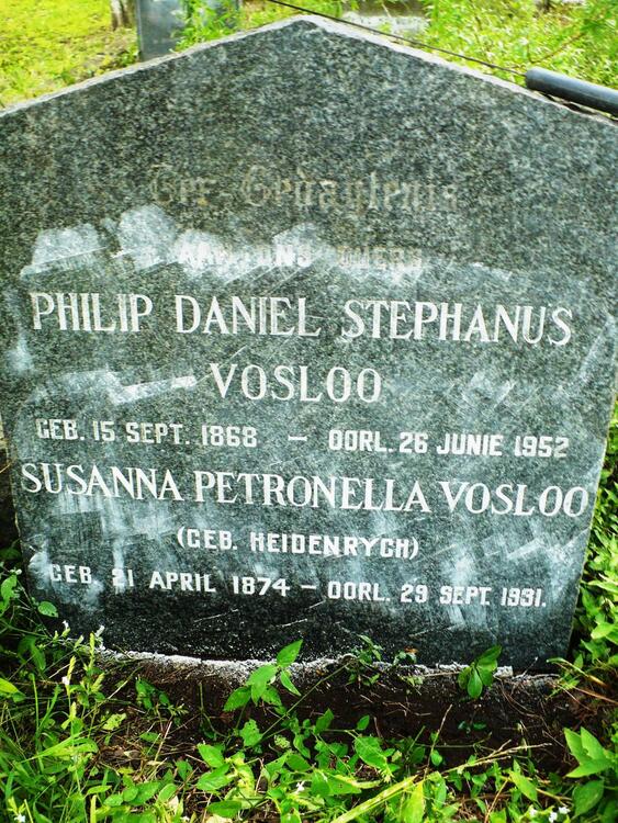 VOSLOO Philip Daniel Stephanus 1868-1952 & Susanna Petronella HEIDENRYCH 1874-1931
