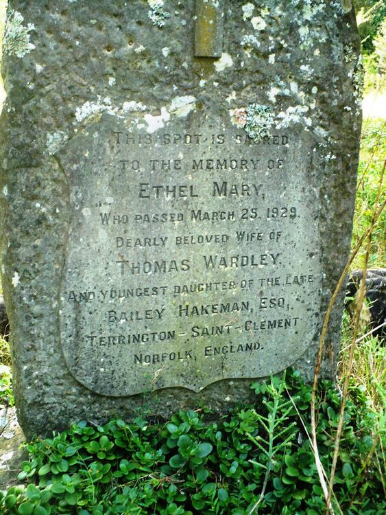 WARDLEY Ethel Mary nee HAKEMAN -1929