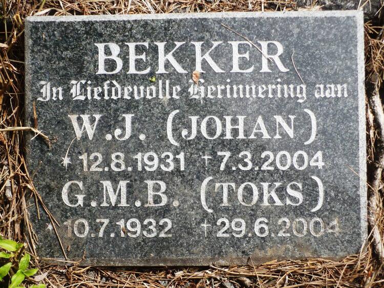 BEKKER W.J. 1931-2004 & G.M.B. 1932-2004