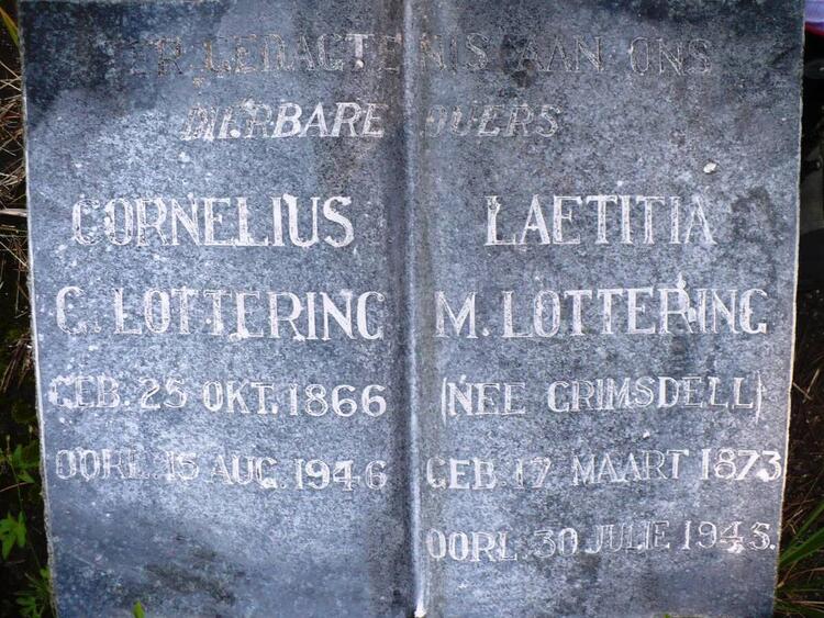 LOTTERING Cornelius G. 1866-1946 & Laetitia M. GRIMSDELL 1873-1945