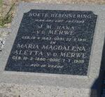 MERWE J.M.,  v.d. 1883-1951 :: v.d. MERWE Maria Magdalena Aletta 1880-1959