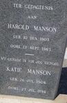 MANSON Katie 1906-1994 & Harold 1903-1967