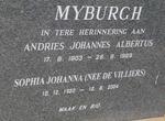 MYBURGH Andries Johannes Albertus 1903-1969 & Sophia Johanna de VILLIERS 1920-2004