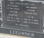 LEEUWNER Jacob Barend 1925-1971 & Francina J.S. 1926-2002 