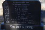 MERWE H.J., van der 1915-2003 & A.J.C. v.d. MERWE 1913-1983