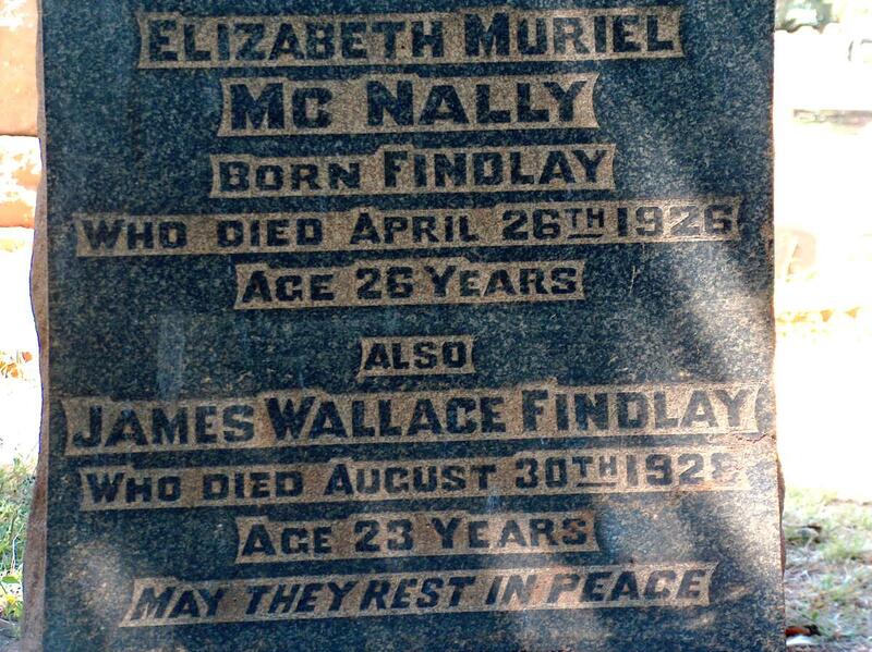 FINDLAY James Wallace -1928 :: McNALLY Elizabeth Muriel nee FINDLAY -1926
