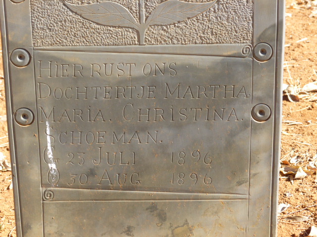 SCHOEMAN Martha Maria Christina 1896-1896