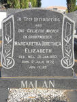 MALAN Margaretha Dorothea Elizabeth nee NEL 1893-1972