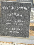 MERWE Anna Magrietha, v.d. 1909-1985