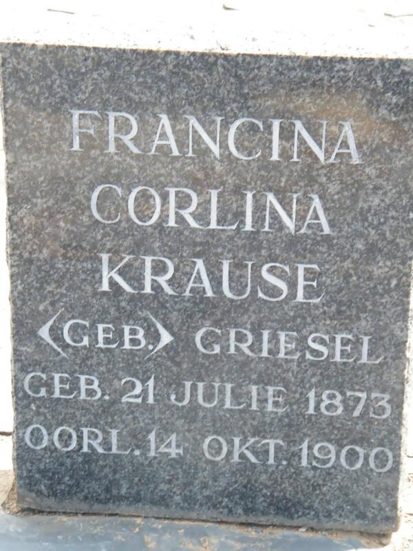 KRAUSE Francina Corlina nee GRIESEL 1873-1900