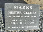 MARKS Hester Cecilia formerly MOSTERT nee ZWARTS 1916-2000