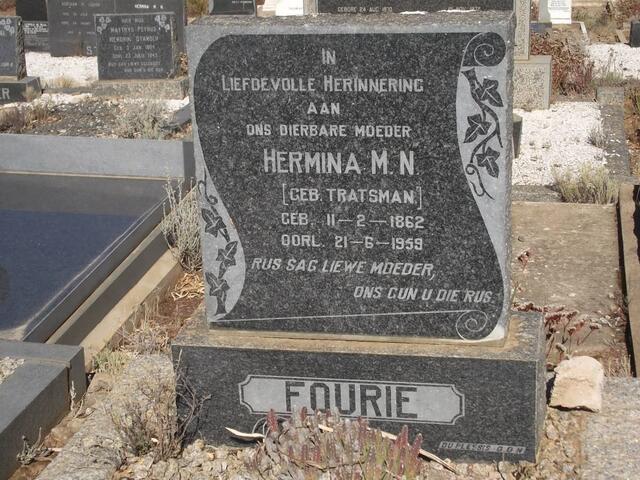 FOURIE Hermina M.N. nee TRATSMAN 1862-1959