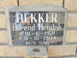 BEKKER Barend Hendrik 1921-1994