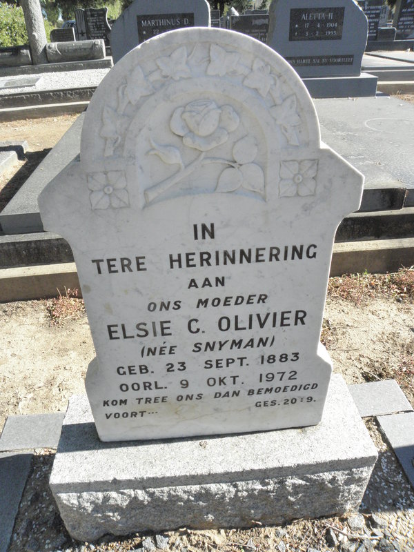 OLIVIER Elsie C. nee SNYMAN 1883-1972