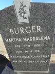 BURGER Martha Magdalena 1897-1981
