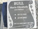 BULL Maria Elizabeth nee MALAN 1945-2002