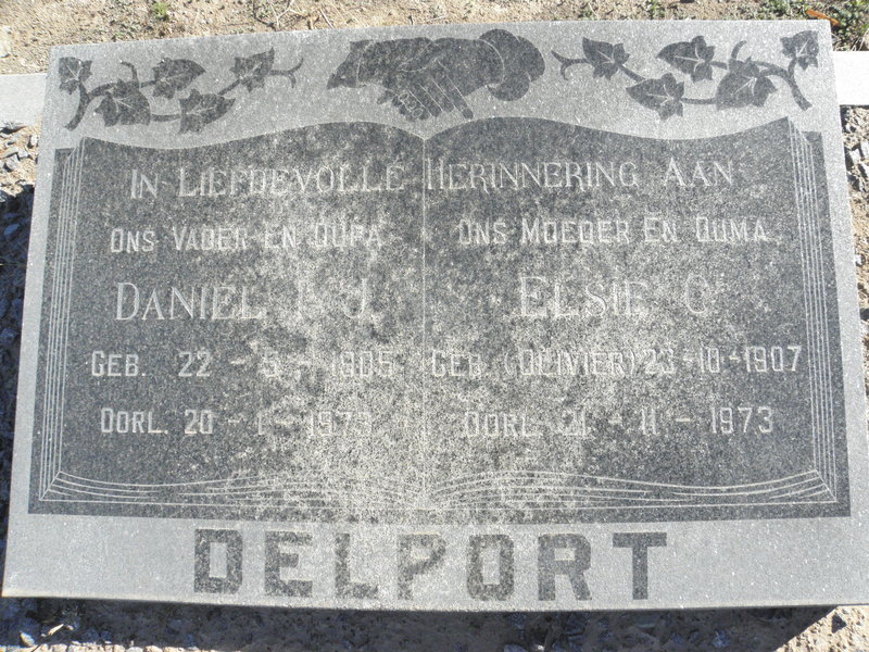 DELPORT Daniel ?.J. 1905-197? & Elsie C. OLIVIER 1907-1973