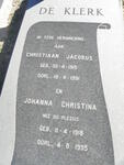 KLERK Christiaan Jacobus 1915-1991 & Johanna Christina DU PLESSIS 1918-1995