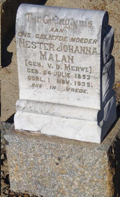 MALAN Hester Johanna nee v.d. MERWE 1853-1935
