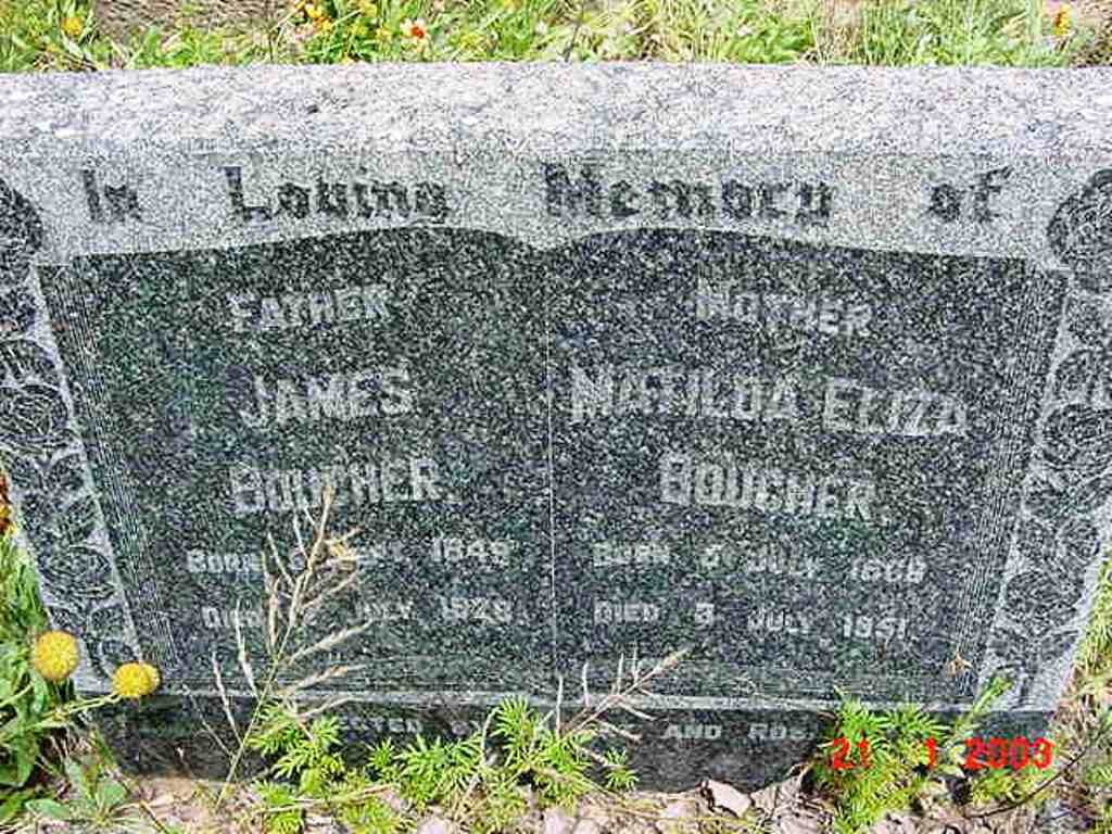 BOUCHER James 1849-1978 & Matilda Eliza 1868-1951
